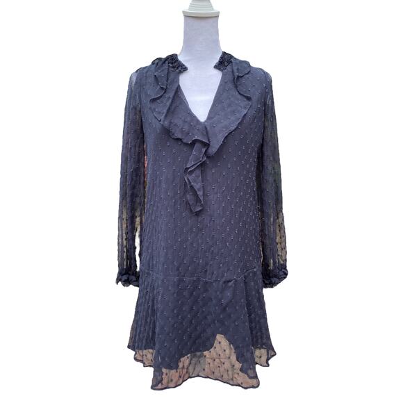 Zara Basic Collection Long Sleeve Dress Blue Dots Women's Size Extra Small - Picture 1 of 12